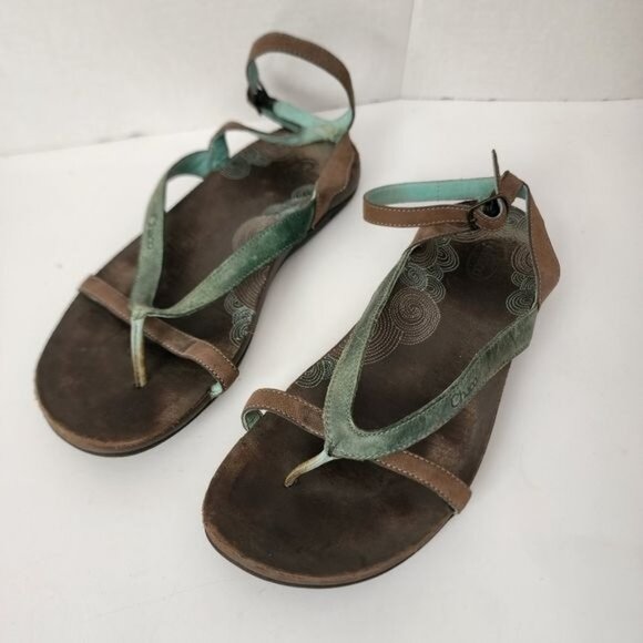 Chaco Women's Sofia Leather Sandals in Turquoise Size 9 - Picture 1 of 9